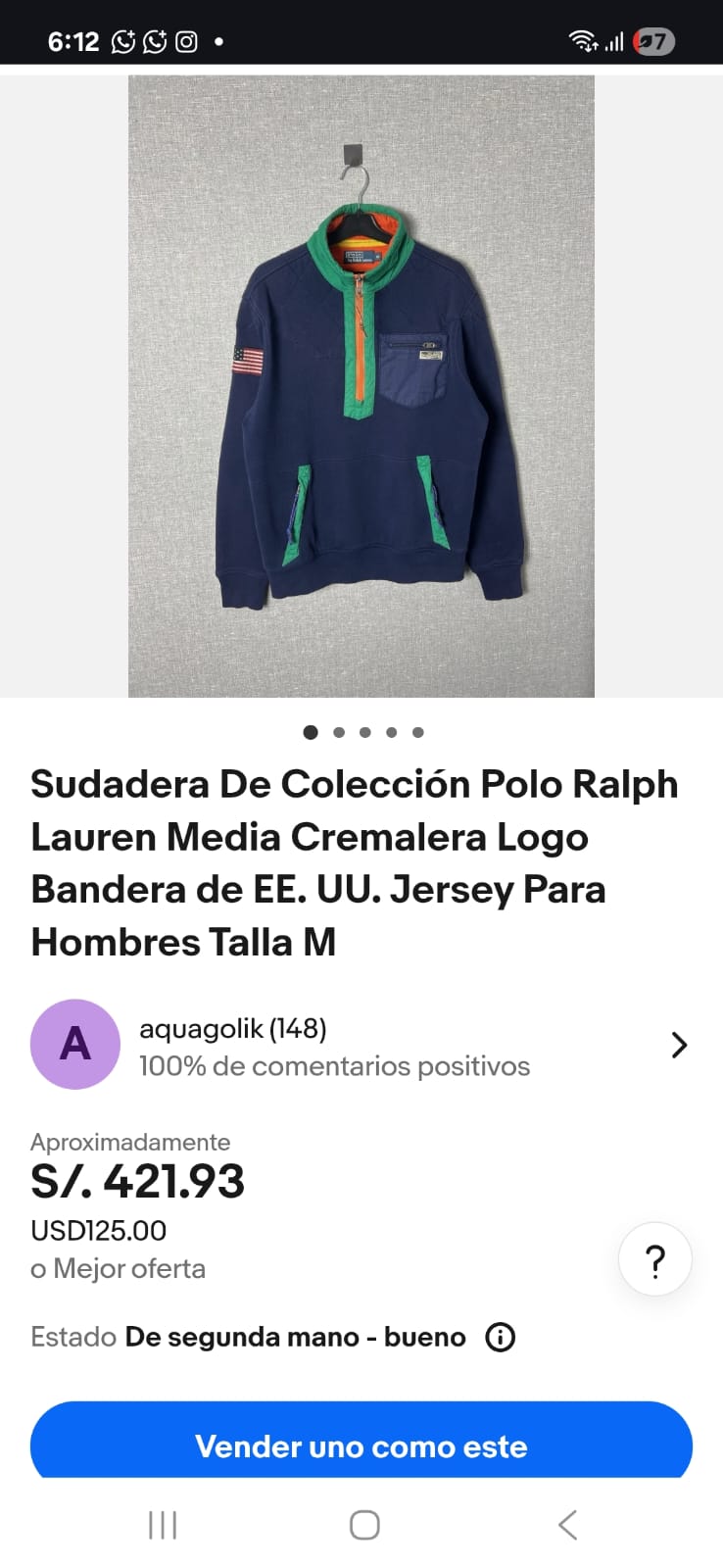 1990 Vintage Polo Ralph Lauren Quarter Zip (XL)