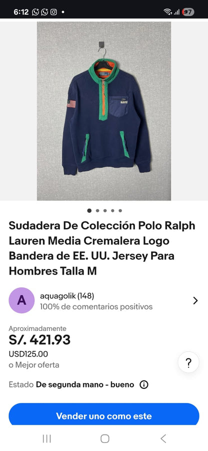 1990 Vintage Polo Ralph Lauren Quarter Zip (XL)