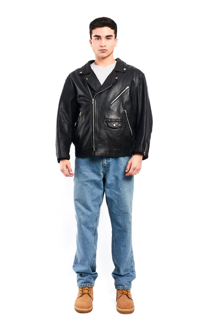 1990 Vintage Leather Biker Jacket (L)