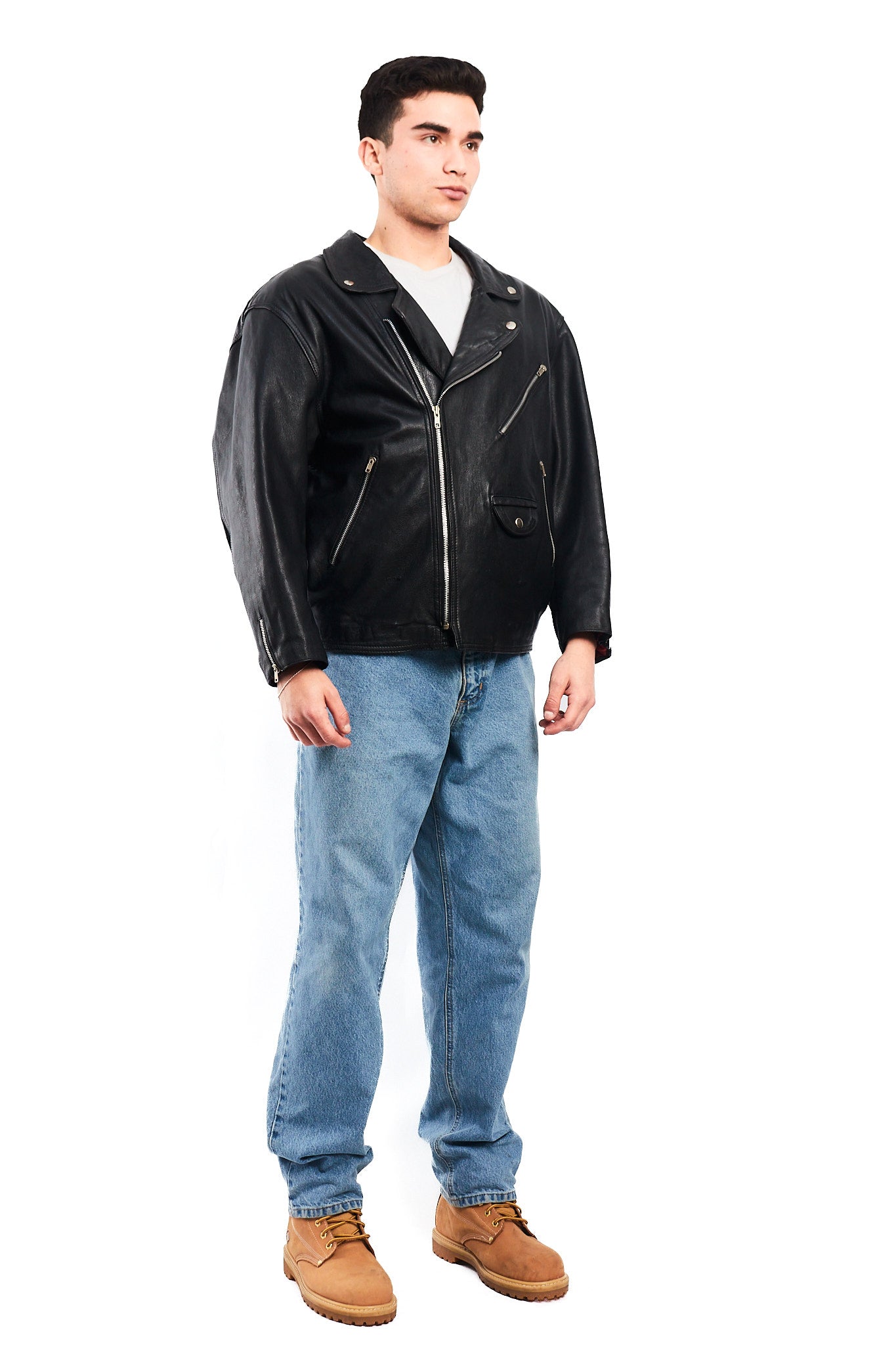 1990 Vintage Leather Biker Jacket (L)