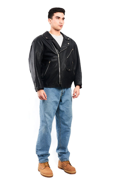 1990 Vintage Leather Biker Jacket (L)