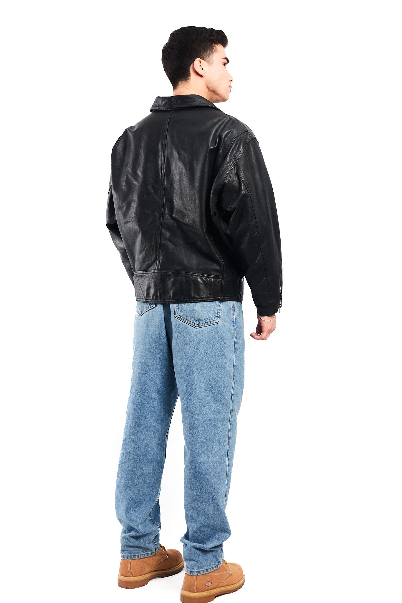 1990 Vintage Leather Biker Jacket (L)