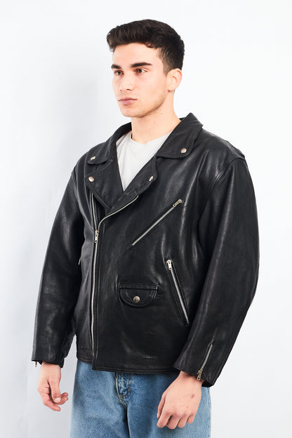 1990 Vintage Leather Biker Jacket (L)