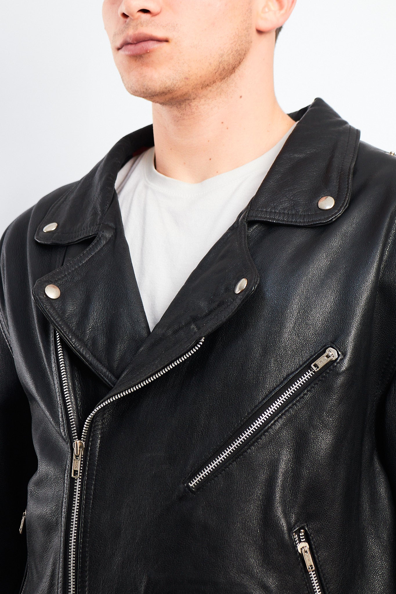 1990 Vintage Leather Biker Jacket (L)