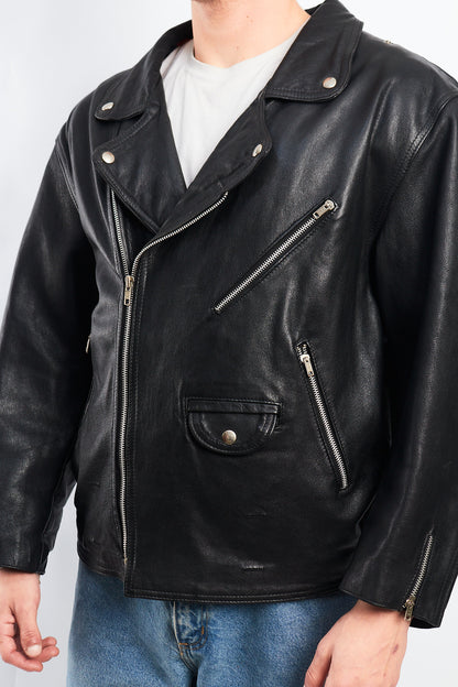 1990 Vintage Leather Biker Jacket (L)