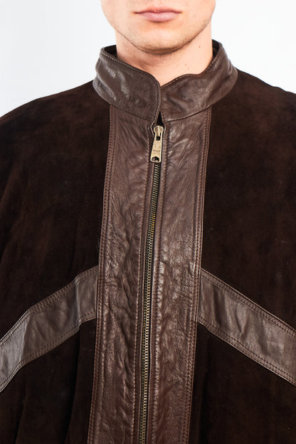 1990 Vintage Cowhide and Suede Leather Bomber Jacket (XL/XXL)