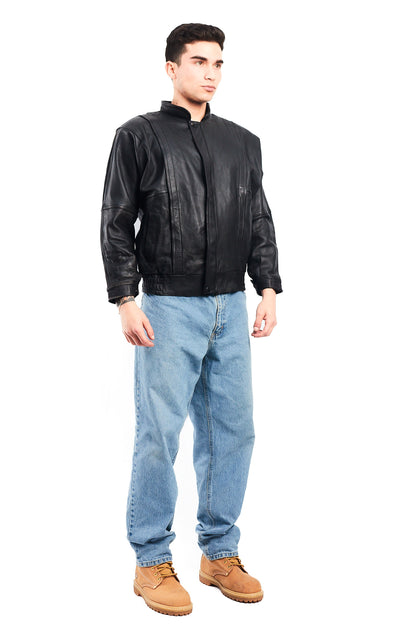 1990 Vintage Cowhide Leather Bomber Jacket (S/M)