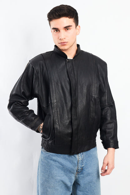 1990 Vintage Cowhide Leather Bomber Jacket (S/M)