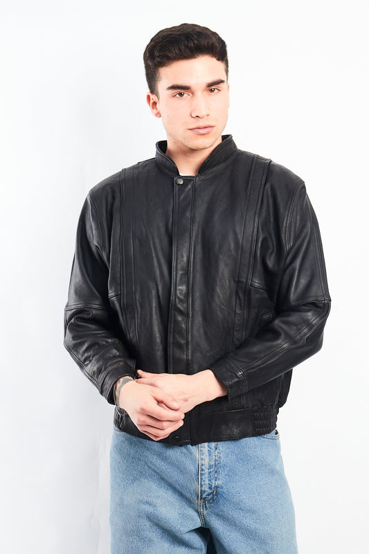 1990 Vintage Cowhide Leather Bomber Jacket (S/M)