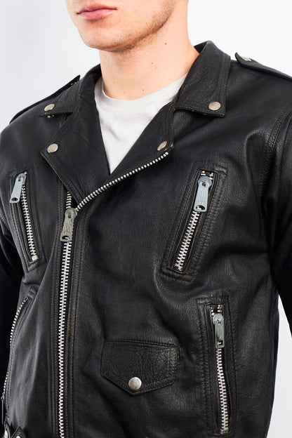 1990 Vintage Leather Biker Jacket (S/M)