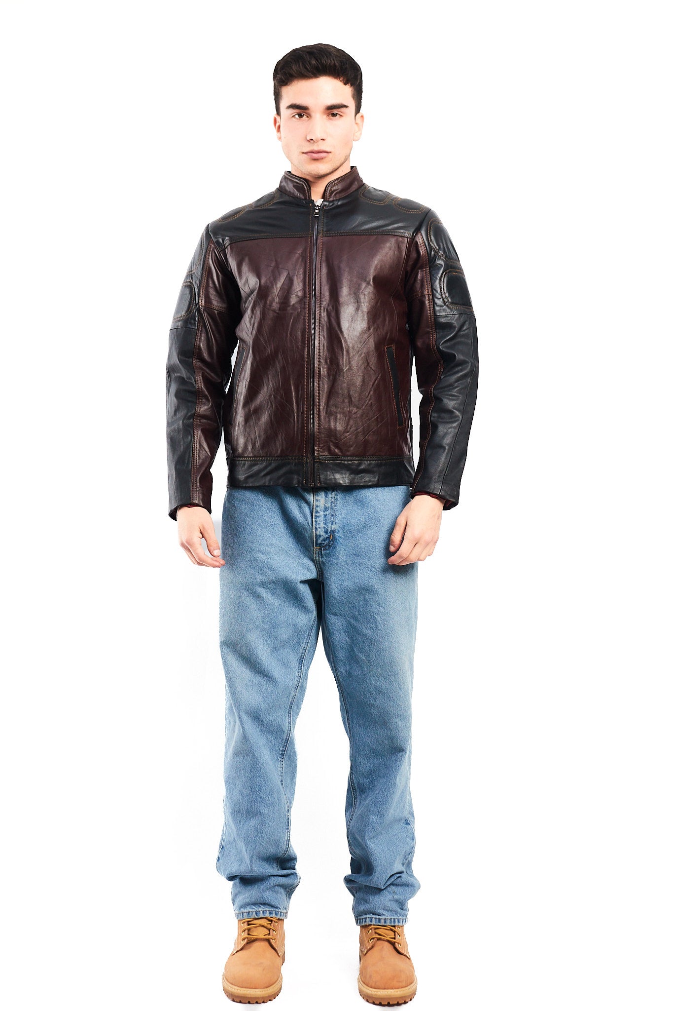 2000 Vintage Leather Moto Jacket (S/M)