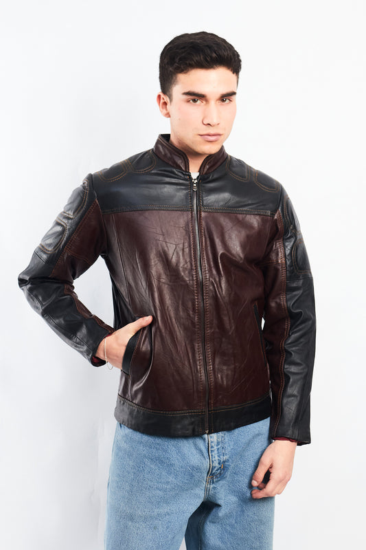 2000 Vintage Leather Moto Jacket (S/M)
