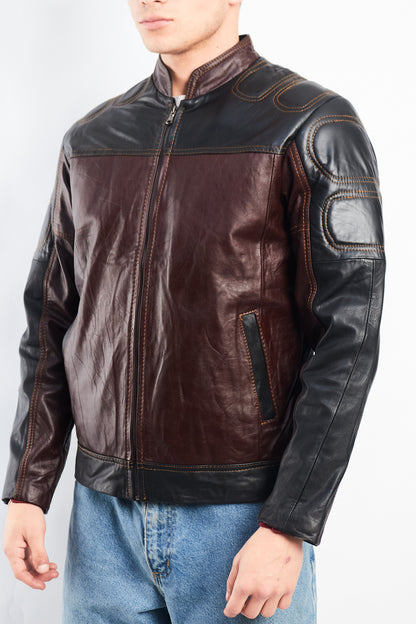 2000 Vintage Leather Moto Jacket (S/M)
