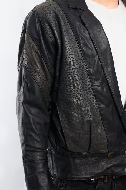 1993 Vintage Renzo Costa Animal Print Leather Bomber Jacket (S/M)
