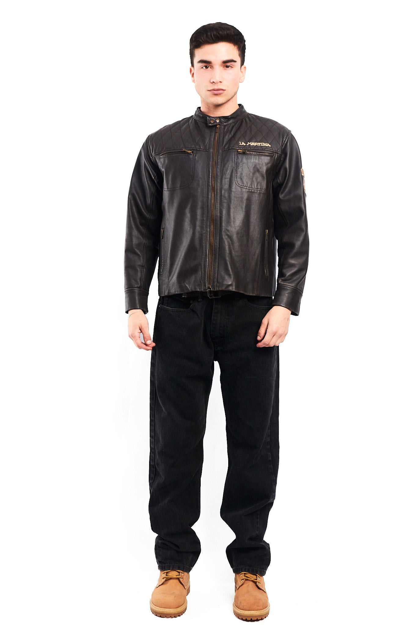 2000 La Martina Leather Cafe Racer Jacket (M)
