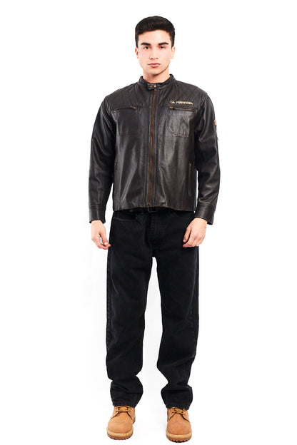 2000 La Martina Leather Cafe Racer Jacket (M)