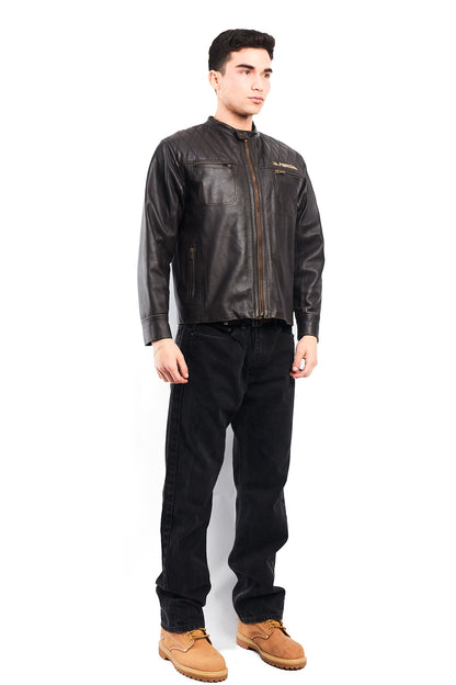 2000 La Martina Leather Cafe Racer Jacket (M)