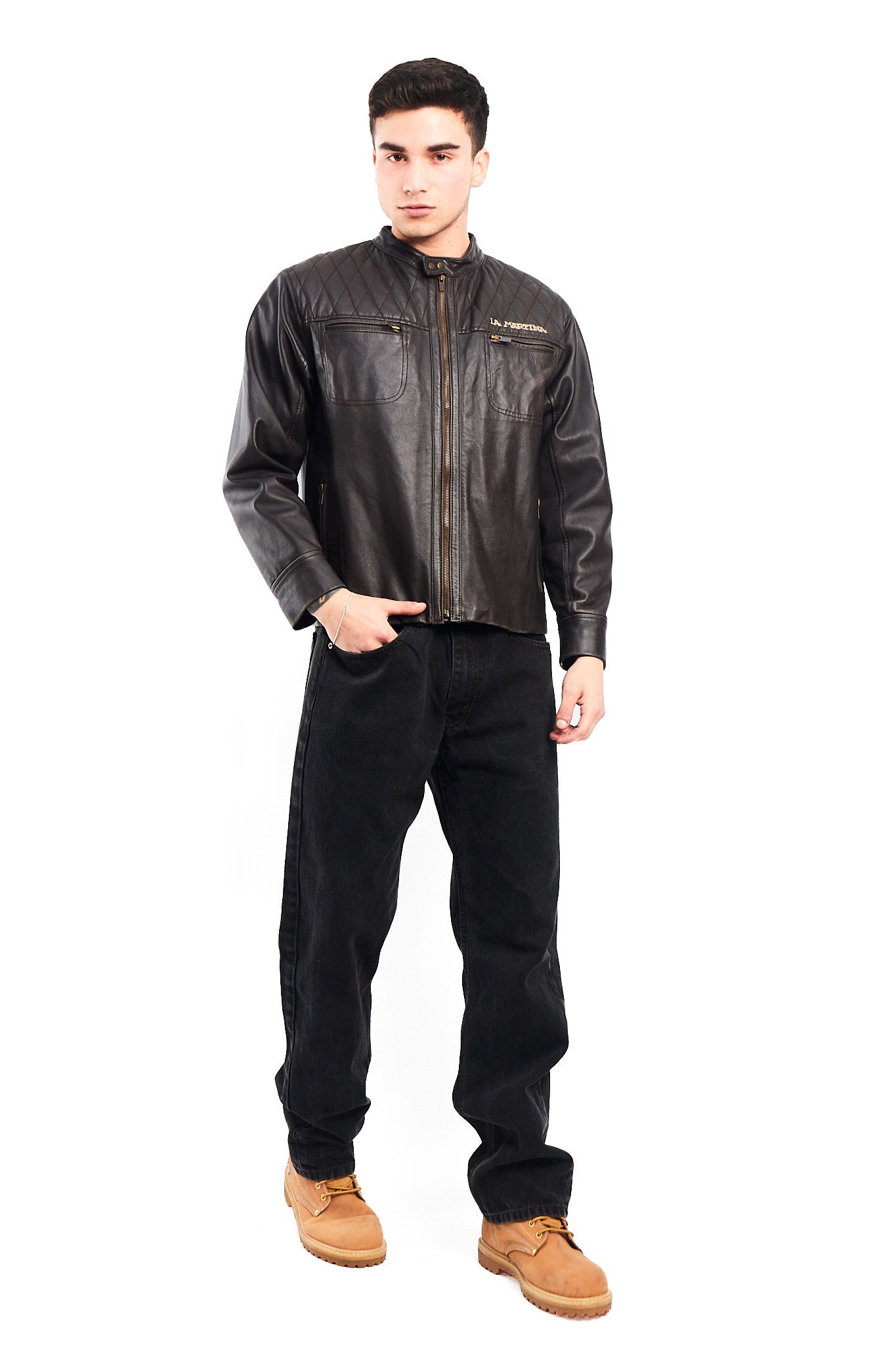 2000 La Martina Leather Cafe Racer Jacket (M)