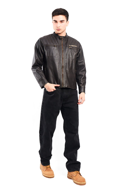 2000 La Martina Leather Cafe Racer Jacket (M)