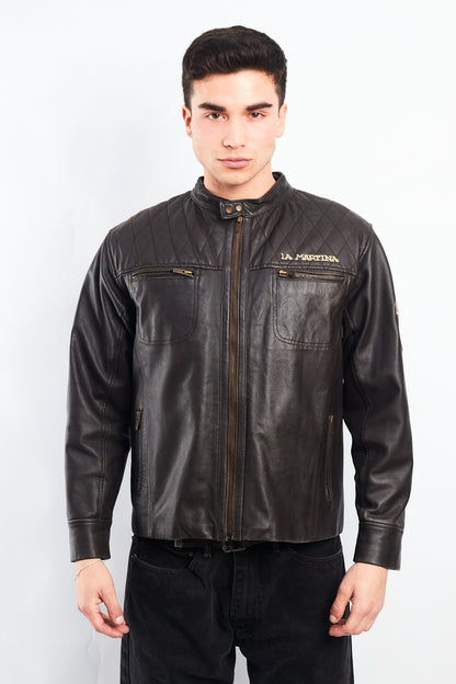 2000 La Martina Leather Cafe Racer Jacket (M)