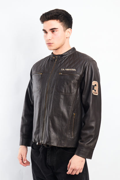 2000 La Martina Leather Cafe Racer Jacket (M)