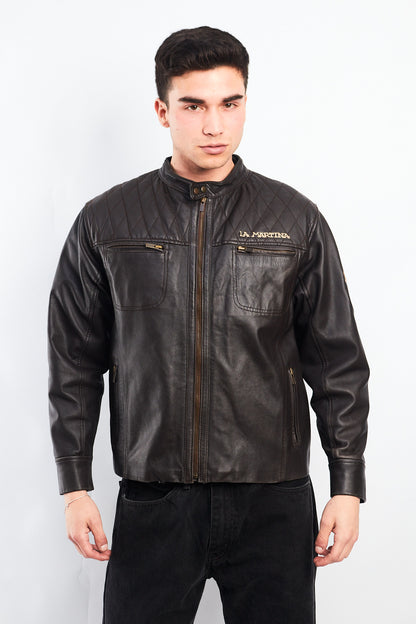 2000 La Martina Leather Cafe Racer Jacket (M)