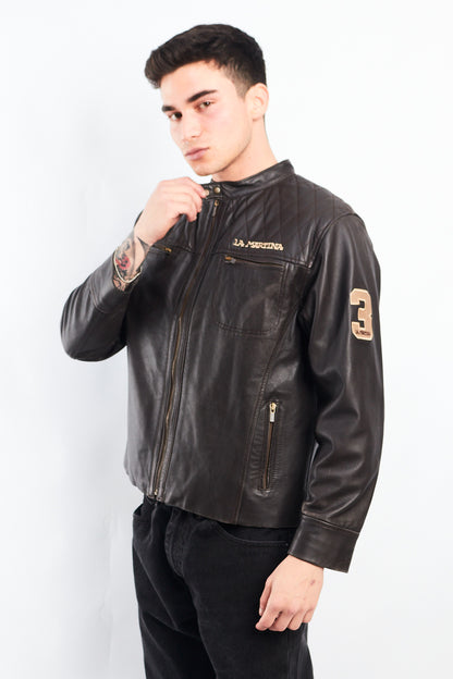 2000 La Martina Leather Cafe Racer Jacket (M)