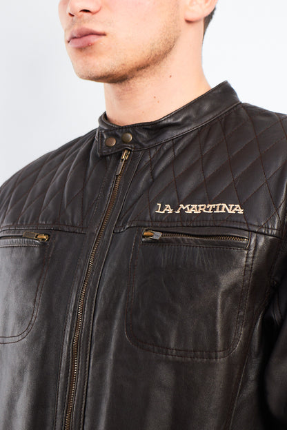 2000 La Martina Leather Cafe Racer Jacket (M)