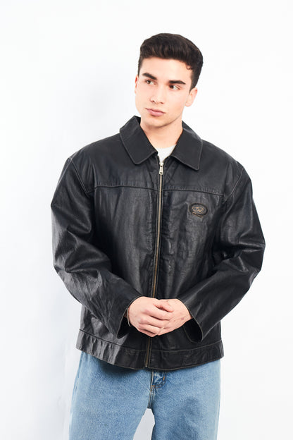 Vintage Oscar de la Renta Harrington Leather Jacket (L/XL)