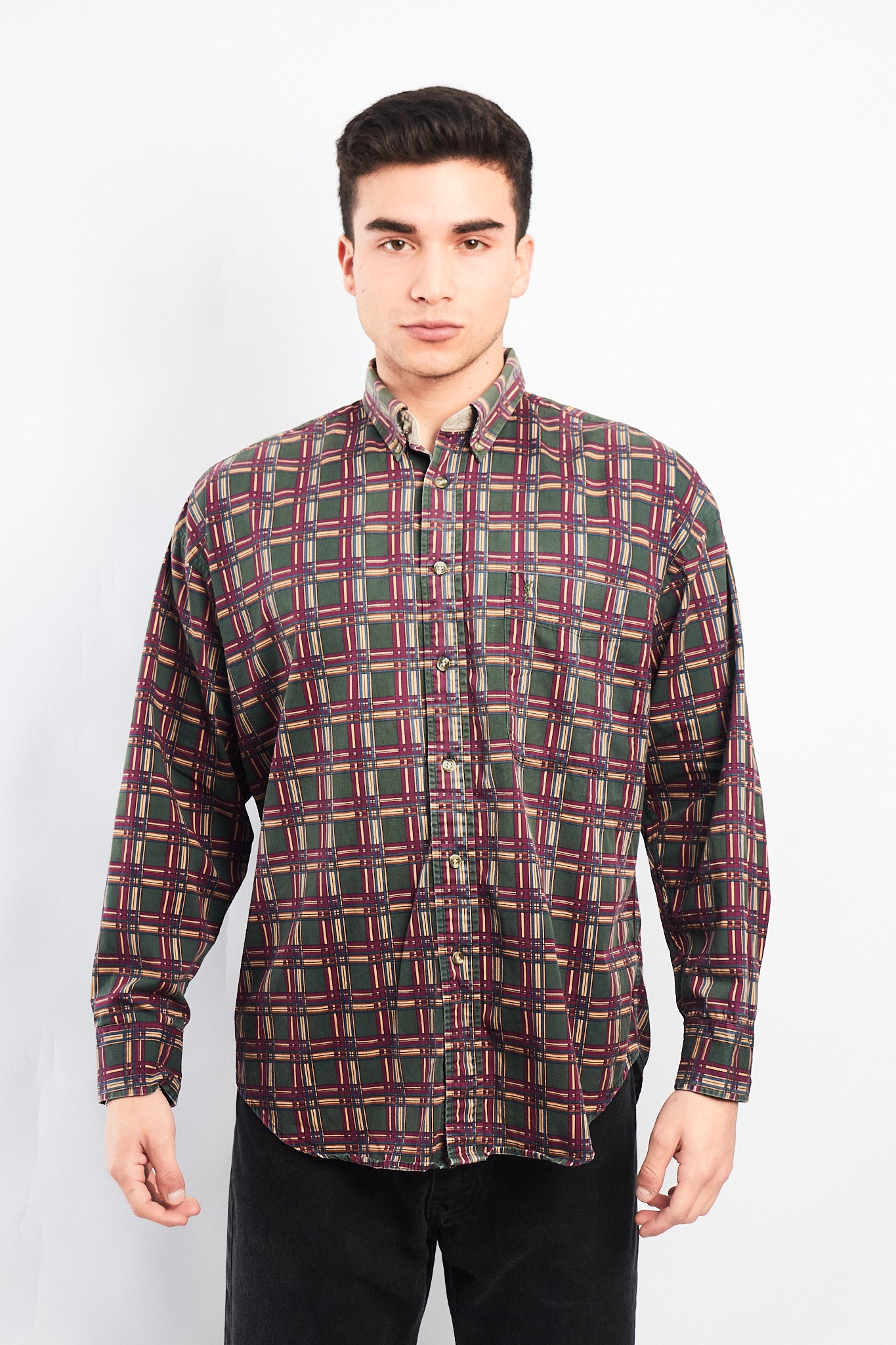1990 Yve Saint Laurent Pour Homme Colorblock Shirt (M/L)