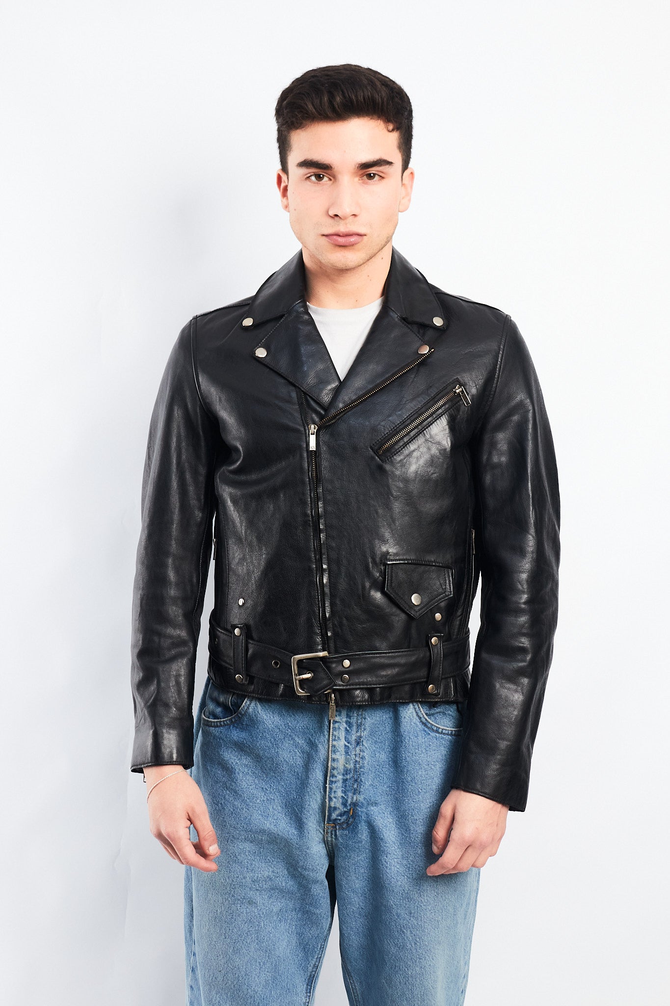 2000 Armani Exchange Leather Biker Jacket (S/M)