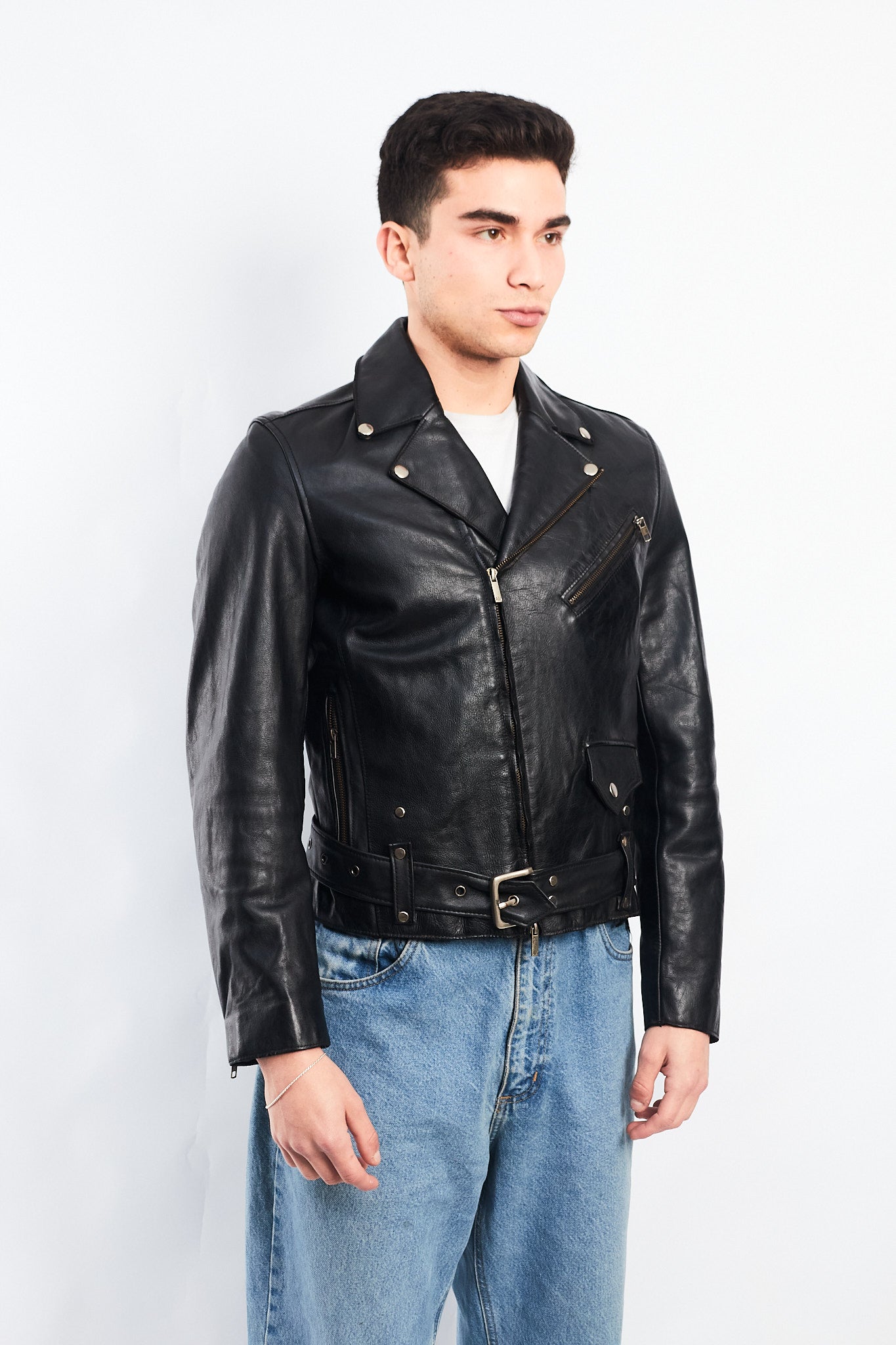 2000 Armani Exchange Leather Biker Jacket (S/M)