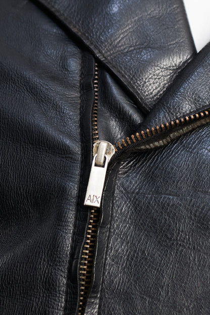 2000 Armani Exchange Leather Biker Jacket (S/M)
