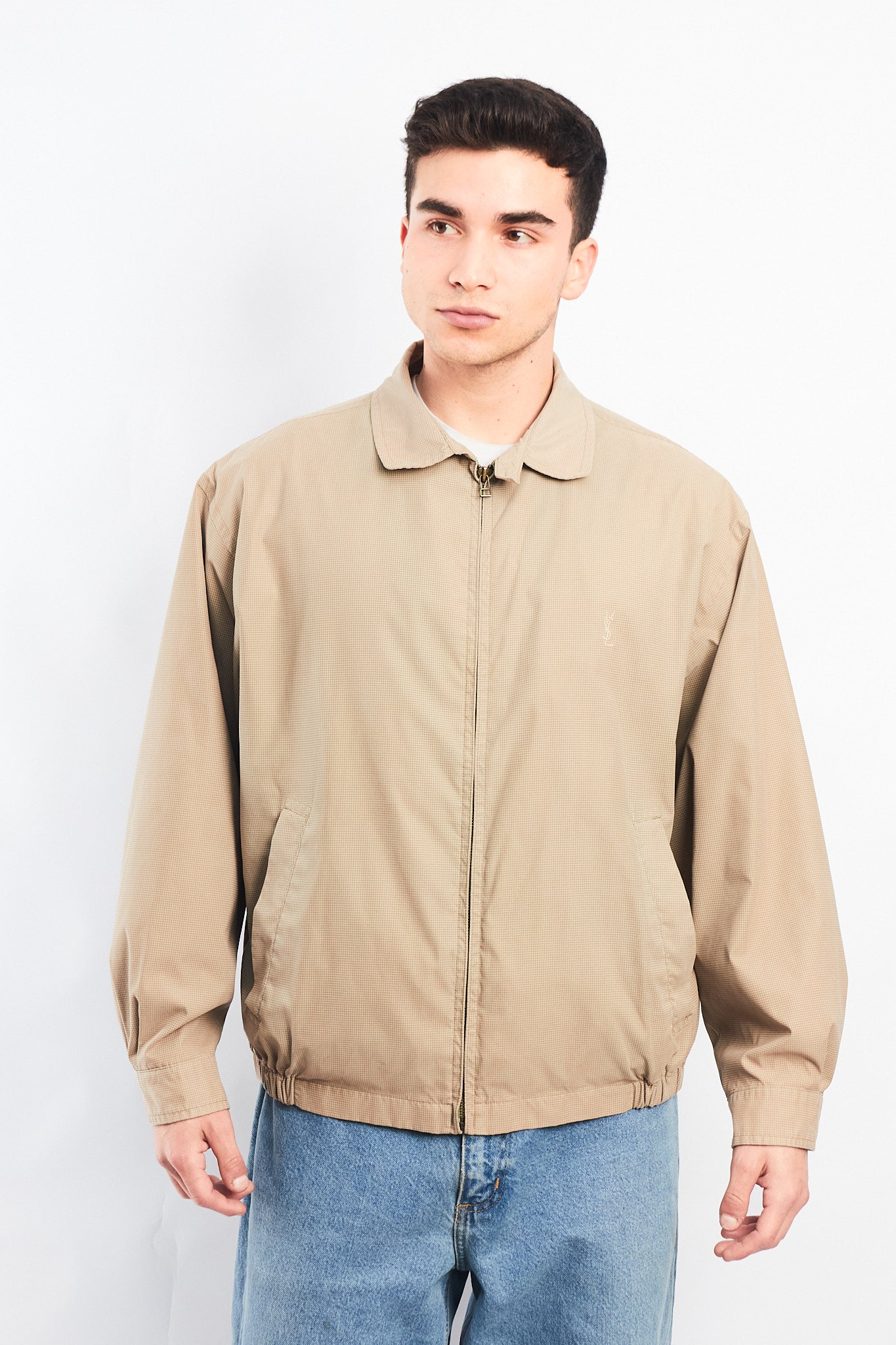 1990 Yve Saint Laurent Plaid Harrington Jacket (L)