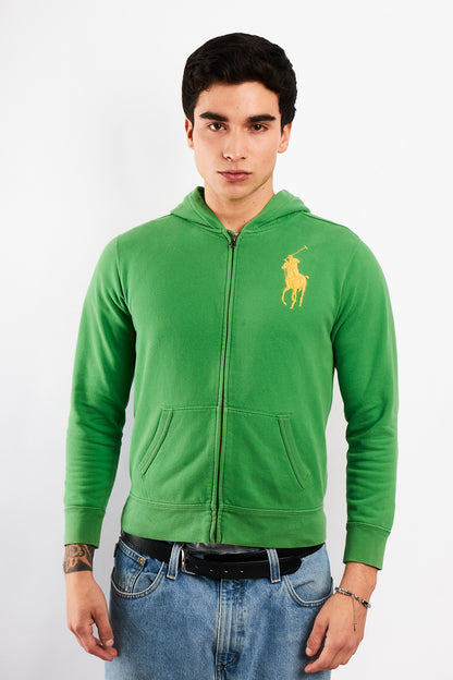 2000 Vintage Polo Ralph Lauren Forest Green Big Pony Hooded Full Zip (S/M)