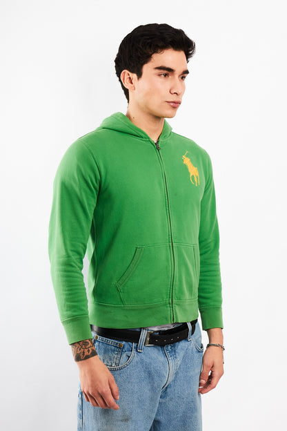 2000 Vintage Polo Ralph Lauren Forest Green Big Pony Hooded Full Zip (S/M)