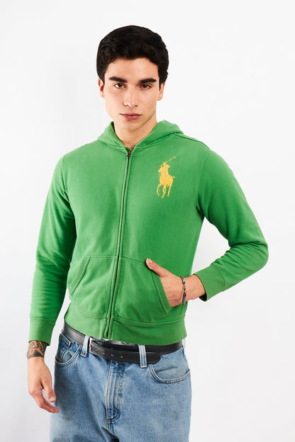 2000 Vintage Polo Ralph Lauren Forest Green Big Pony Hooded Full Zip (S/M)