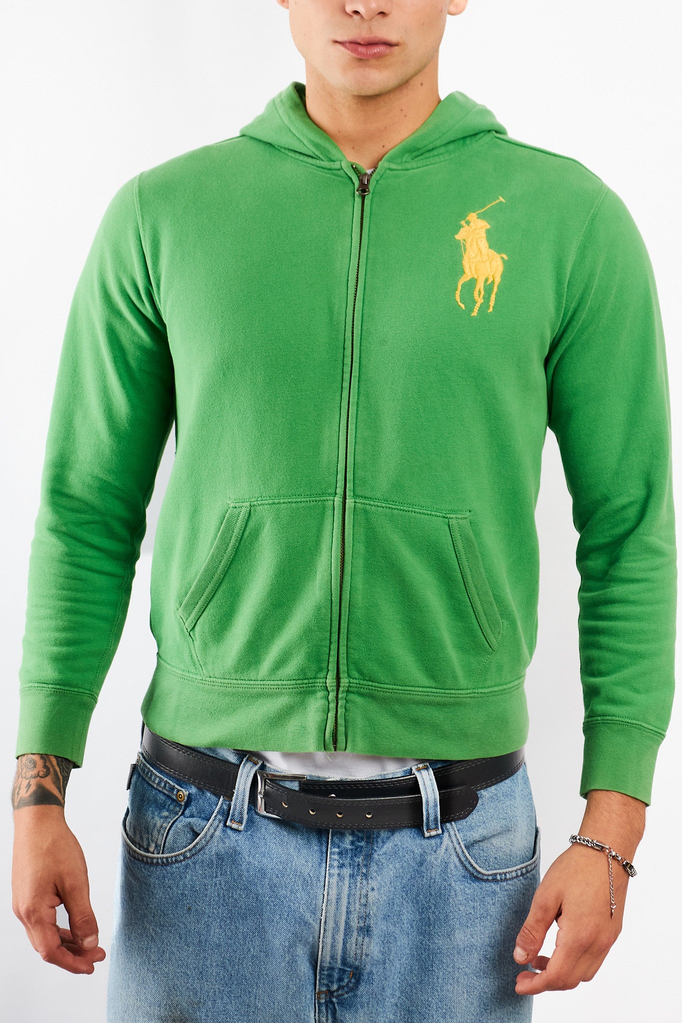 2000 Vintage Polo Ralph Lauren Forest Green Big Pony Hooded Full Zip (S/M)