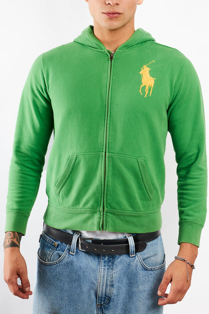 2000 Vintage Polo Ralph Lauren Forest Green Big Pony Hooded Full Zip (S/M)