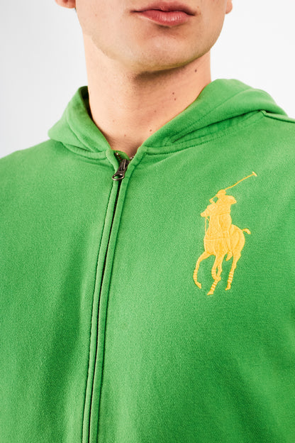 2000 Vintage Polo Ralph Lauren Forest Green Big Pony Hooded Full Zip (S/M)