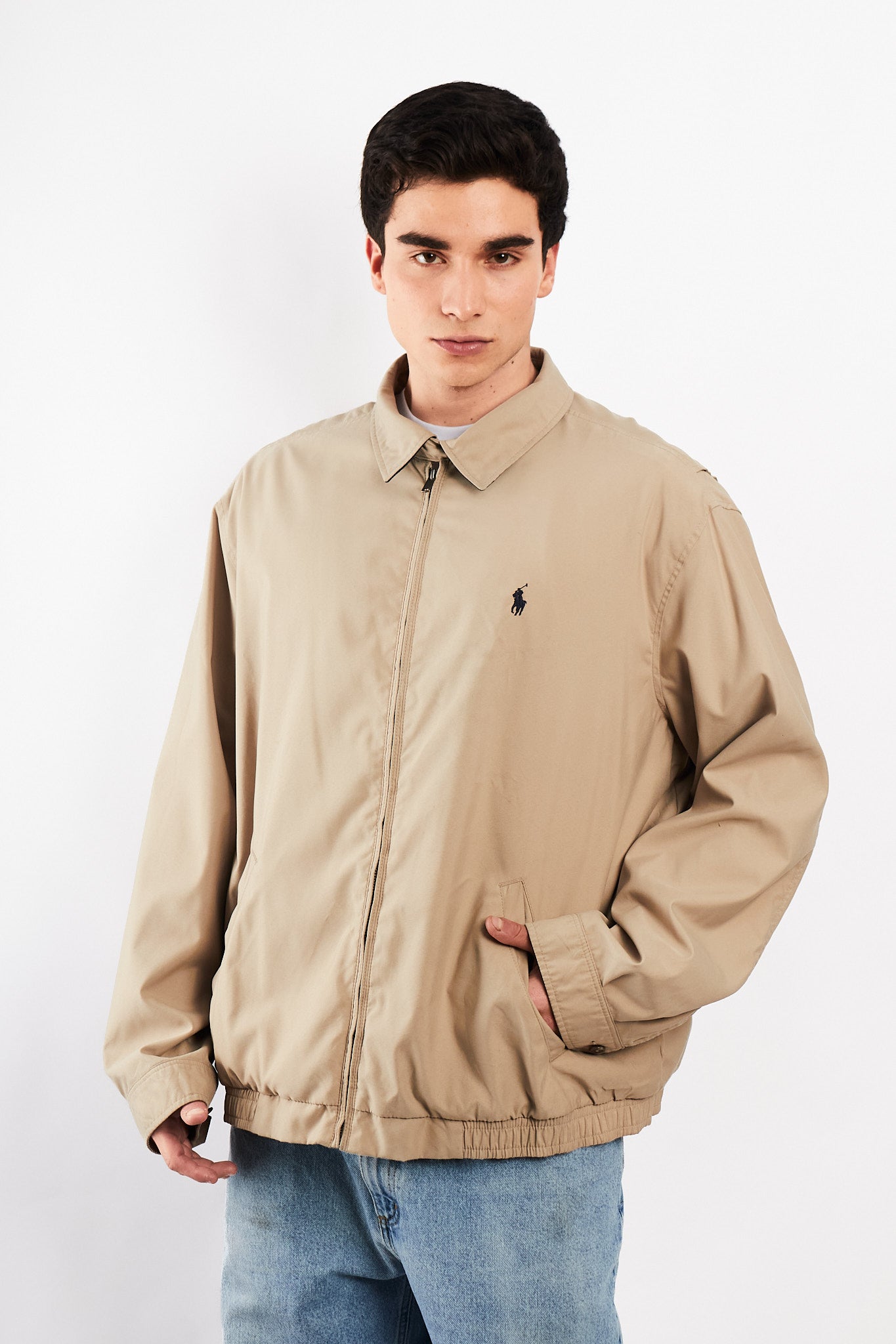 2000 Vintage Polo Ralph Lauren Khakhi Bi-swing Impermeable Harrington (XL/XXL)