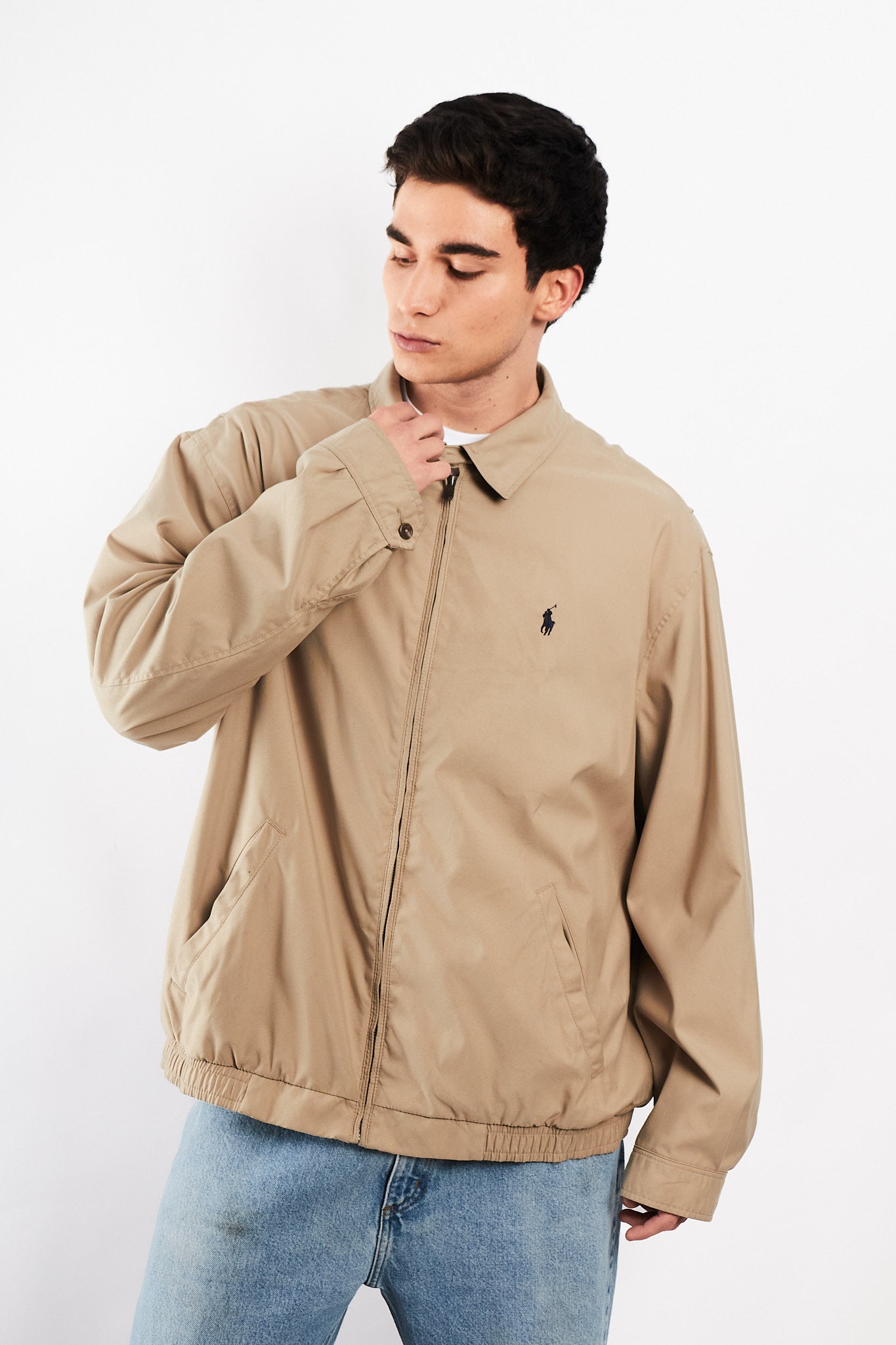 2000 Vintage Polo Ralph Lauren Khakhi Bi-swing Impermeable Harrington (XL/XXL)