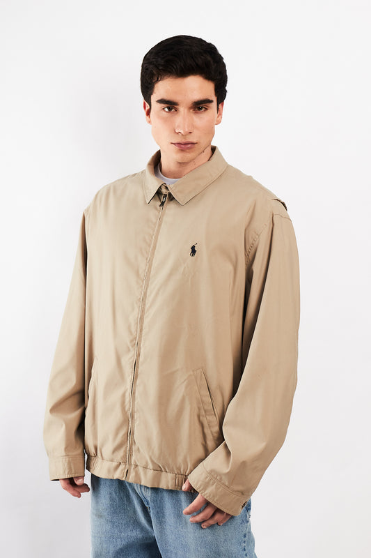 2000 Vintage Polo Ralph Lauren Khakhi Bi-swing Impermeable Harrington (XL/XXL)