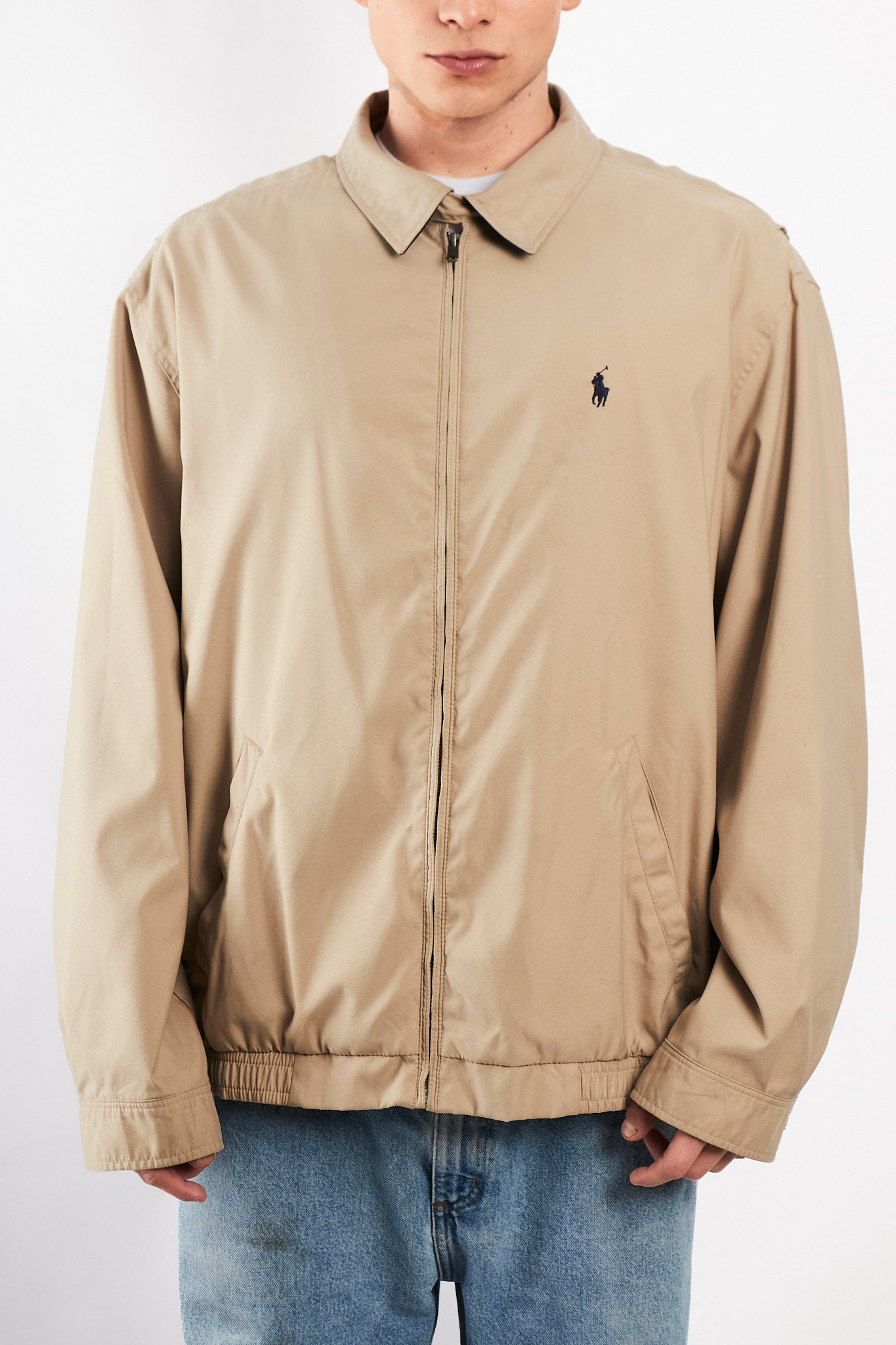 2000 Vintage Polo Ralph Lauren Khakhi Bi-swing Impermeable Harrington (XL/XXL)