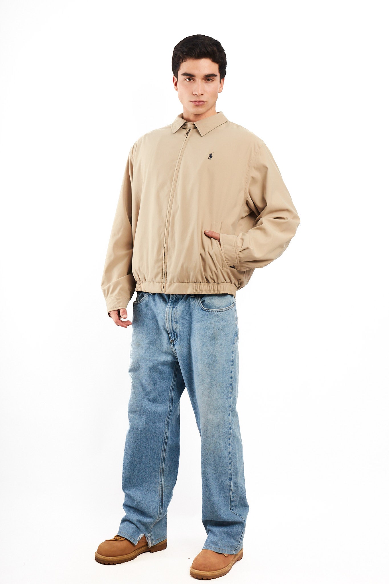 2000 Vintage Polo Ralph Lauren Khakhi Bi-Swing Impermeable Harrington (L)
