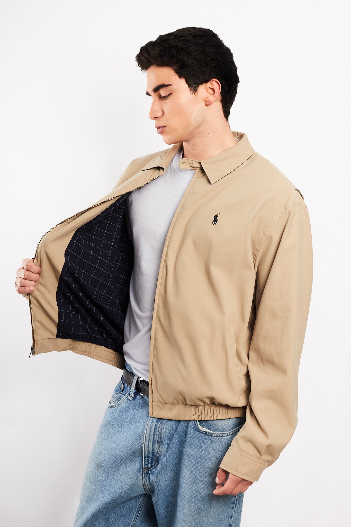 2000 Vintage Polo Ralph Lauren Khakhi Bi-Swing Impermeable Harrington (L)