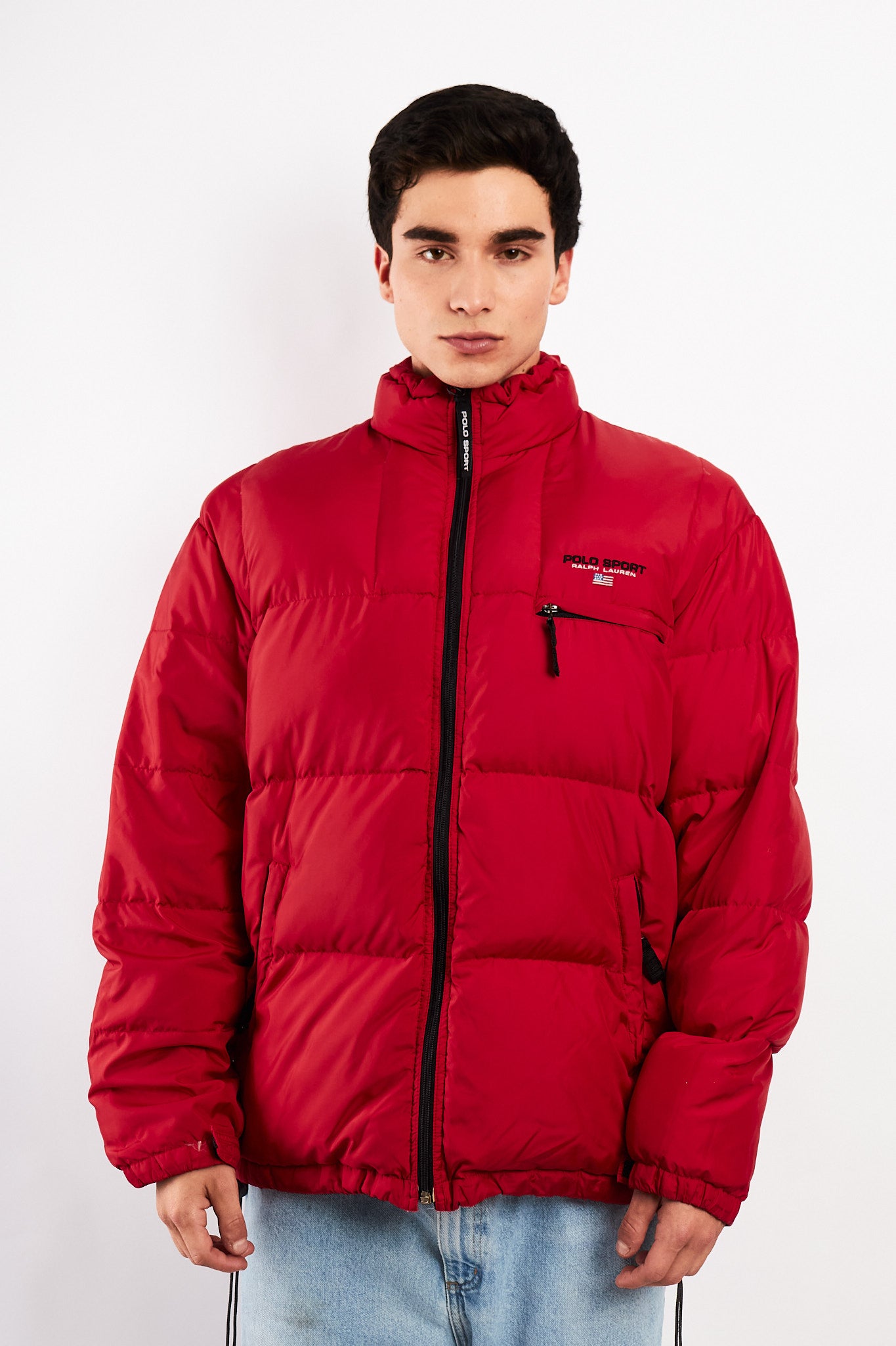 2000 Vintage Polo Sport RL Rust Red Impermeable Down Puffer Jacket (L/XL)