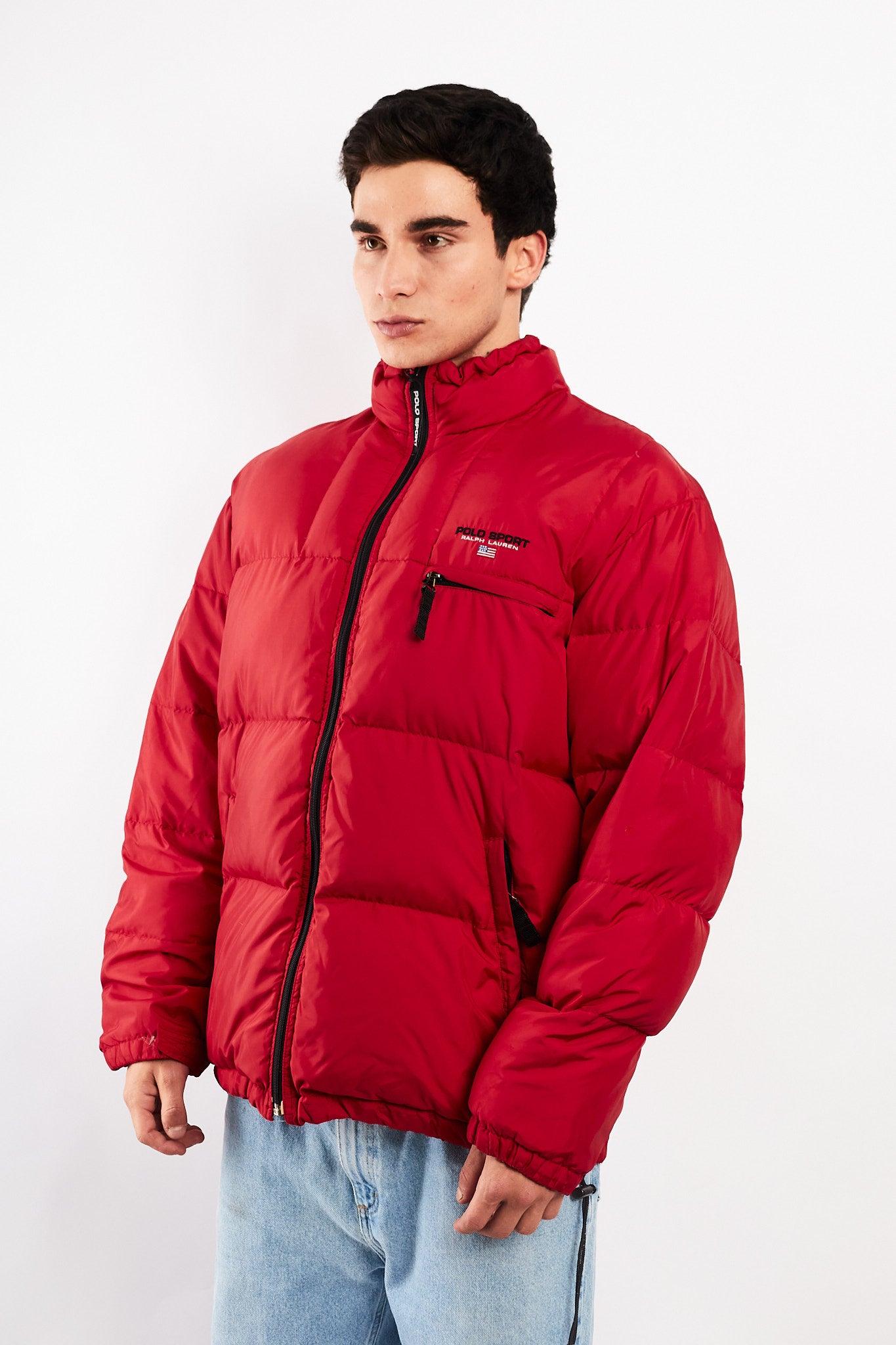 2000 Vintage Polo Sport RL Rust Red Impermeable Down Puffer Jacket (L/XL)