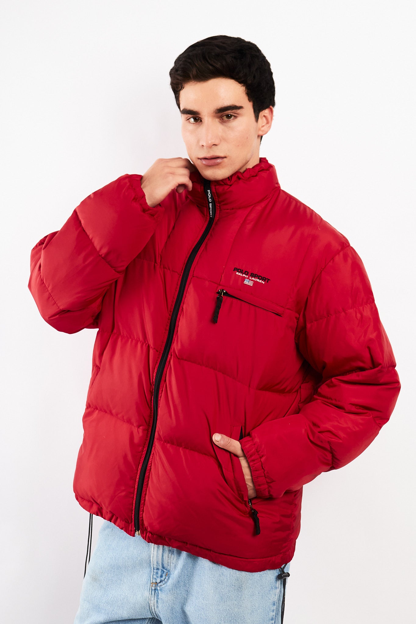 2000 Vintage Polo Sport RL Rust Red Impermeable Down Puffer Jacket (L/XL)