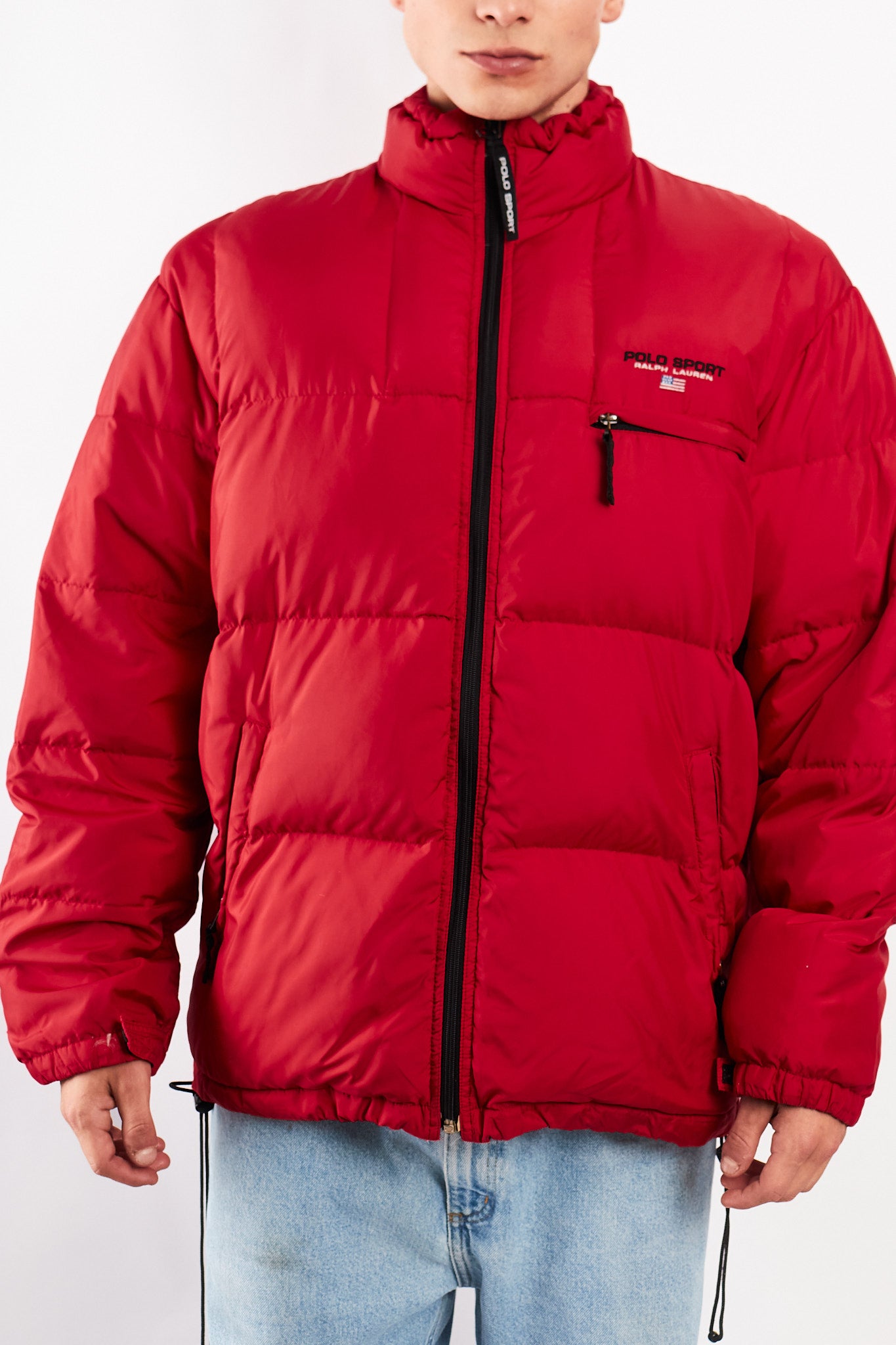 2000 Vintage Polo Sport RL Rust Red Impermeable Down Puffer Jacket (L/XL)